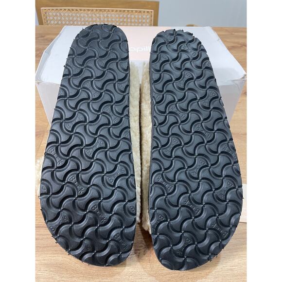 Papillio Arizona Big Buckle Shearling Lamb Slide Sandals Teddy Eggshell 10 L NIB - Picture 10 of 13